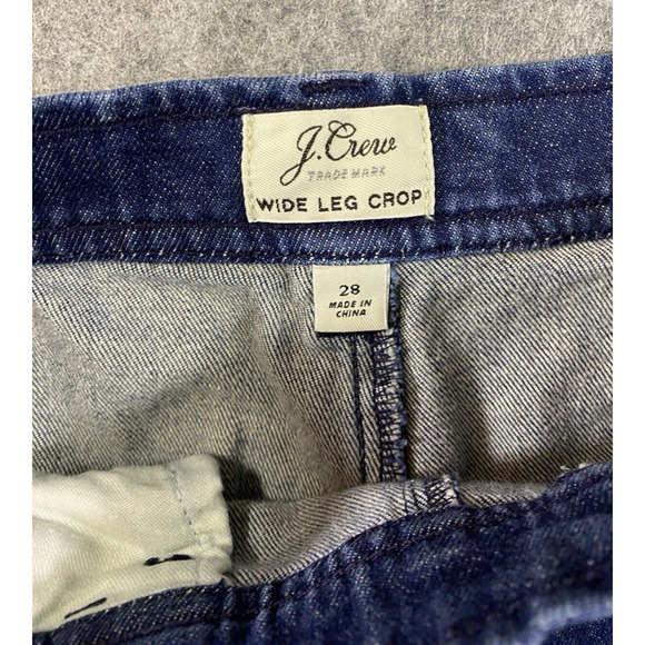 J Crew Pants Womens Size 28 Blue Wide Leg Crop Side Zipper - Picture 8 of 13